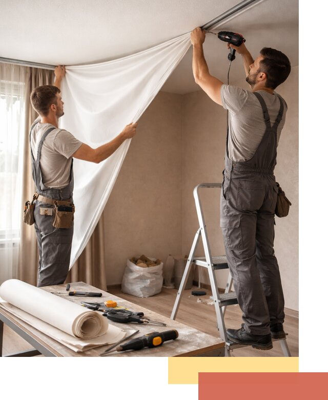 Замена полотна натяжного потолка в Норильске быстро и качественно