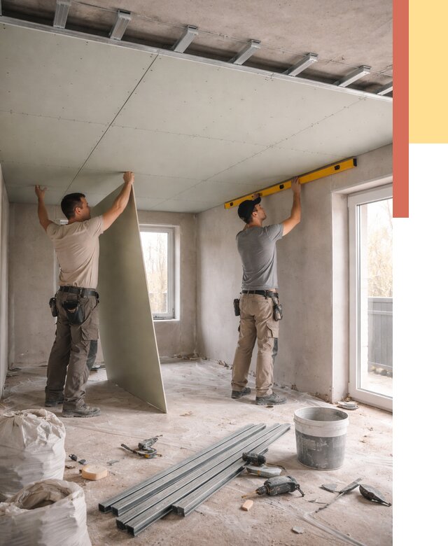 Одноуровневый потолок из гипсокартона в Норильске от 779 руб. — монтаж под ключ | ОТДЕЛОЧНИК-Нрл