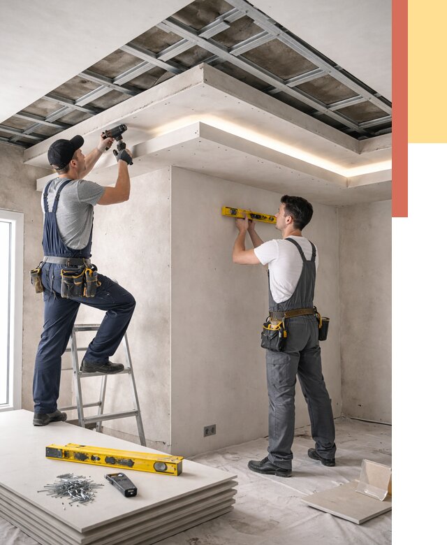 Двухуровневый потолок из гипсокартона в Норильске от 1506 руб. под ключ | ОТДЕЛОЧНИК-Нрл