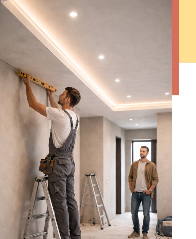 Потолок из гипсокартона с подсветкой в Норильске от 779 руб./м2 под ключ | ОТДЕЛОЧНИК-Нрл