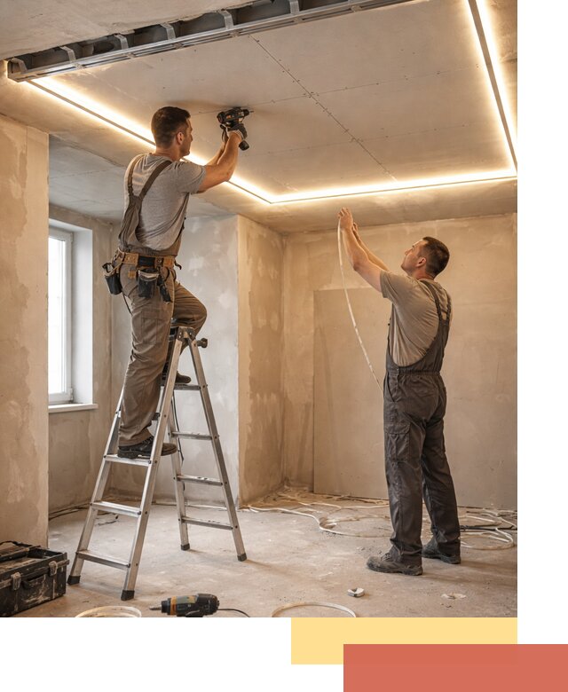 Потолок из гипсокартона с подсветкой в Норильске