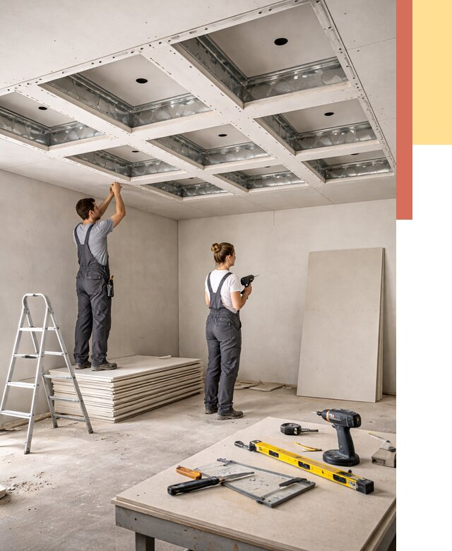 Кессонный потолок из гипсокартона в Норильске от 1921 руб. — монтаж и под ключ | ОТДЕЛОЧНИК-Нрл