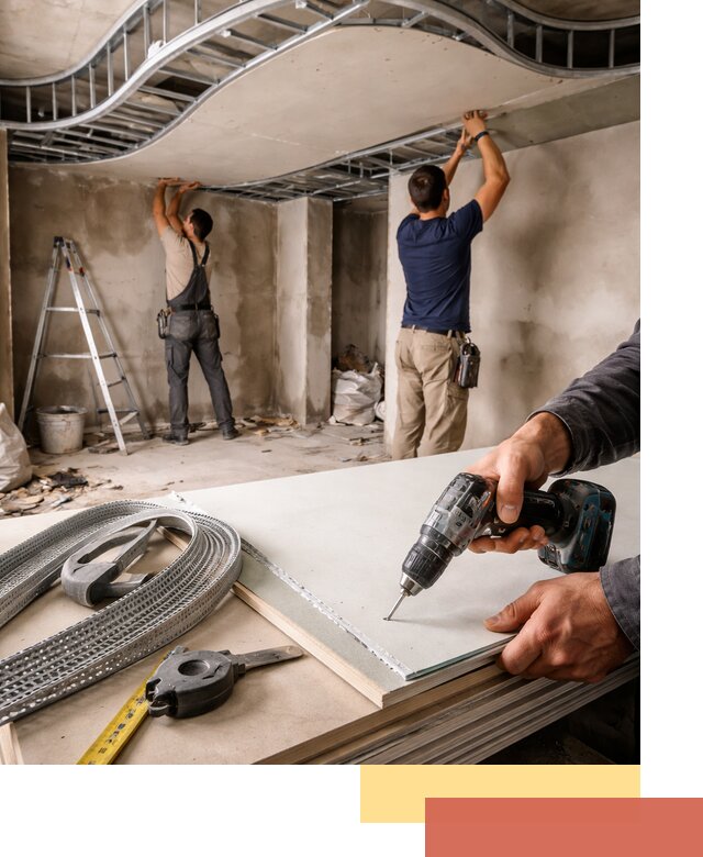 Криволинейный потолок из гипсокартона в Норильске — монтаж и отделка