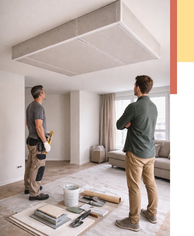 Короб на потолке из гипсокартона в Норильске от 2285 руб. — монтаж и услуги под ключ | ОТДЕЛОЧНИК-Нрл