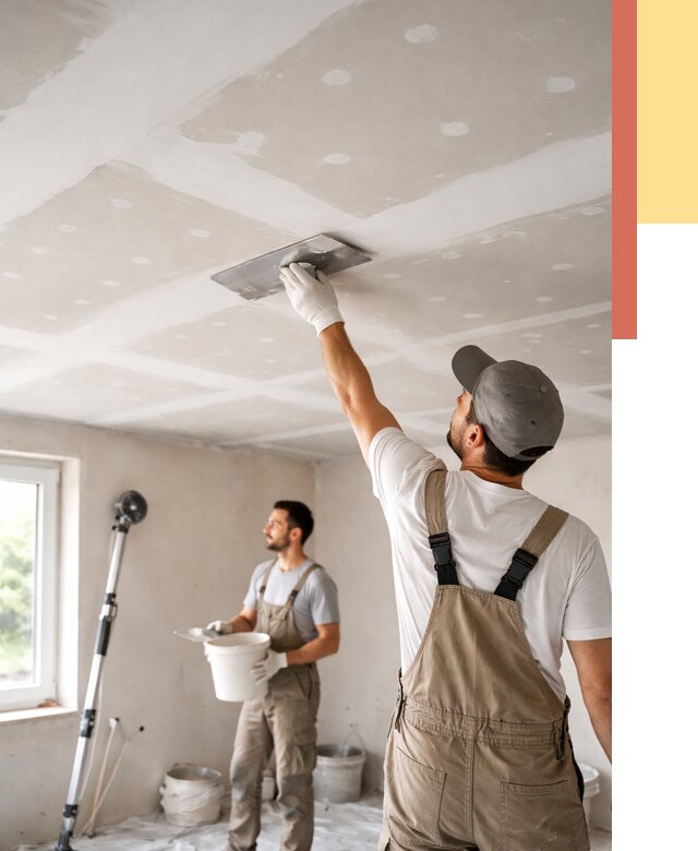 Шпаклевка потолка из гипсокартона в Норильске от 3323 руб./м2 — услуги под ключ | ОТДЕЛОЧНИК-Нрл