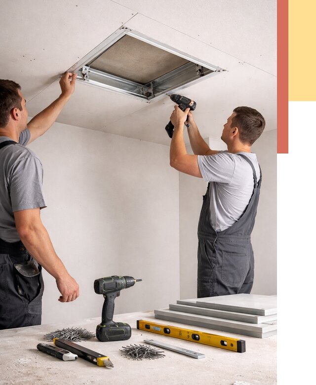 Установка люка в потолок ГКЛ в Норильске от 2596 руб. под ключ | ОТДЕЛОЧНИК-Нрл