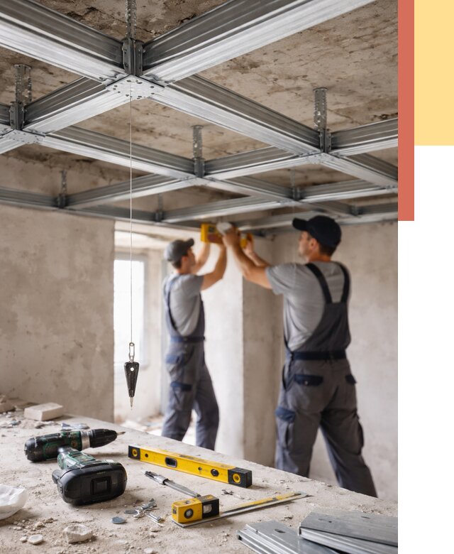 Монтаж каркаса потолка из профиля в Норильске от 4673 руб. — услуги ОТДЕЛОЧНИК-Нрл